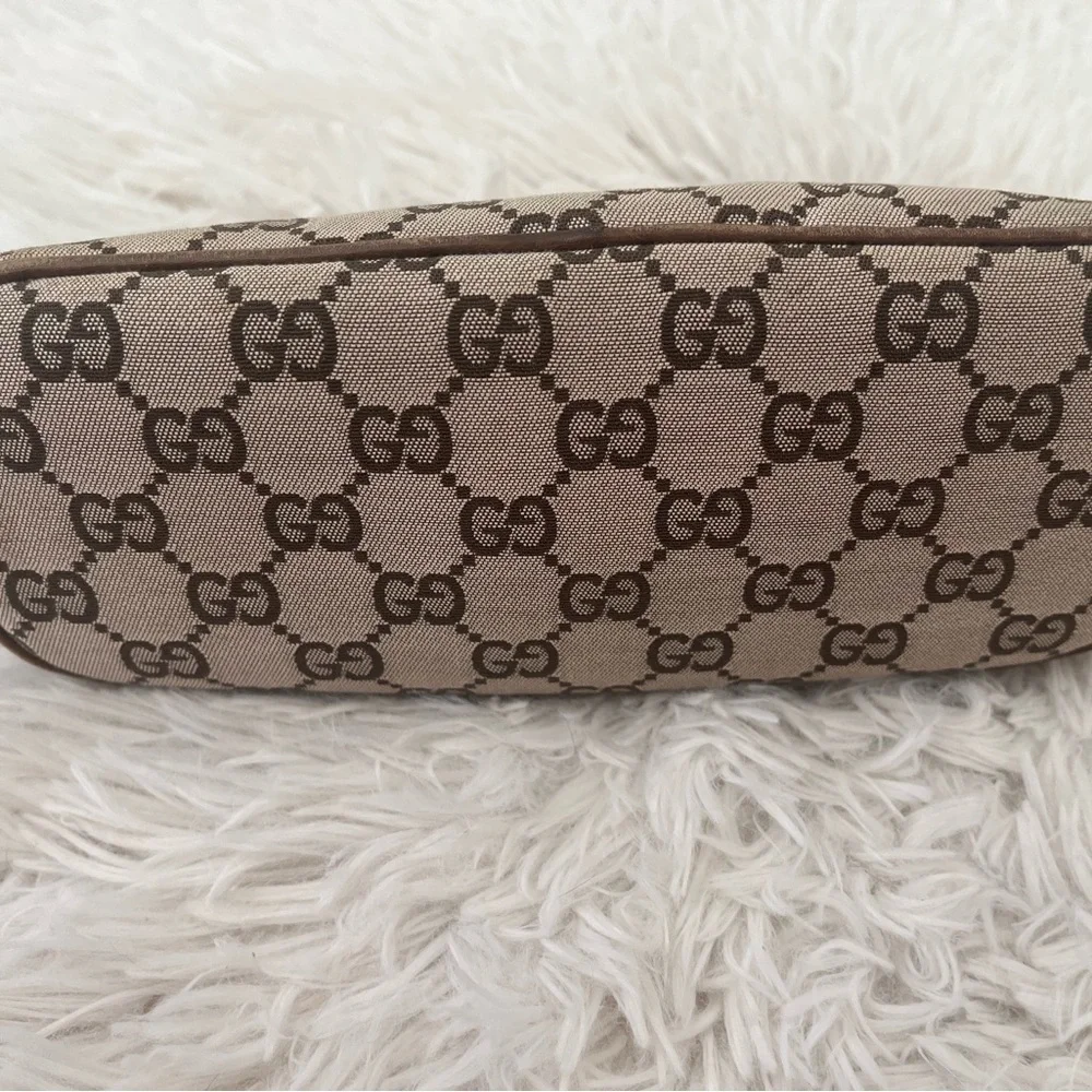 Gucci Beige Brown GG Canvas Clutch Wristlet